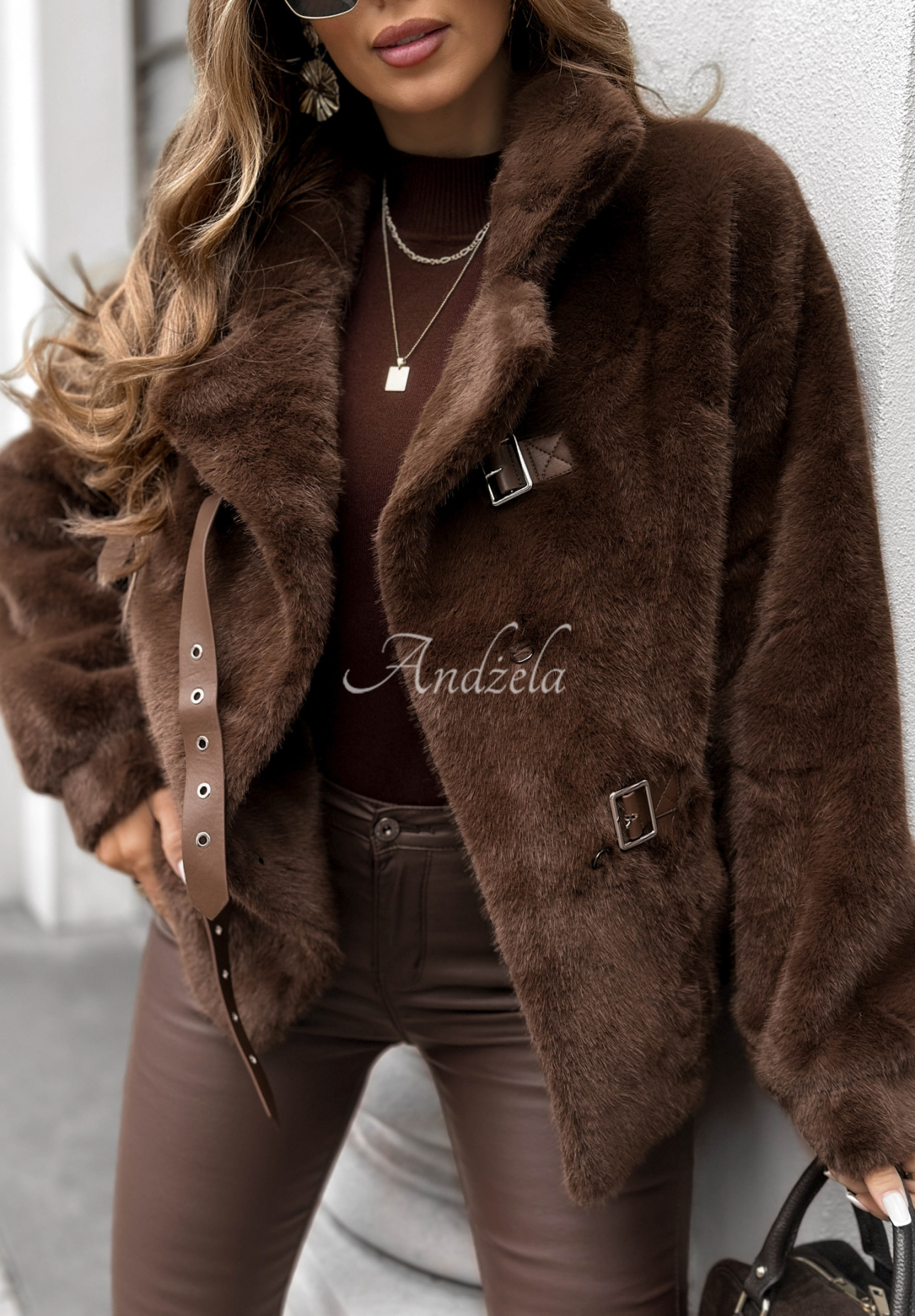 Wool fur jacket with angora Stay A While chocolate