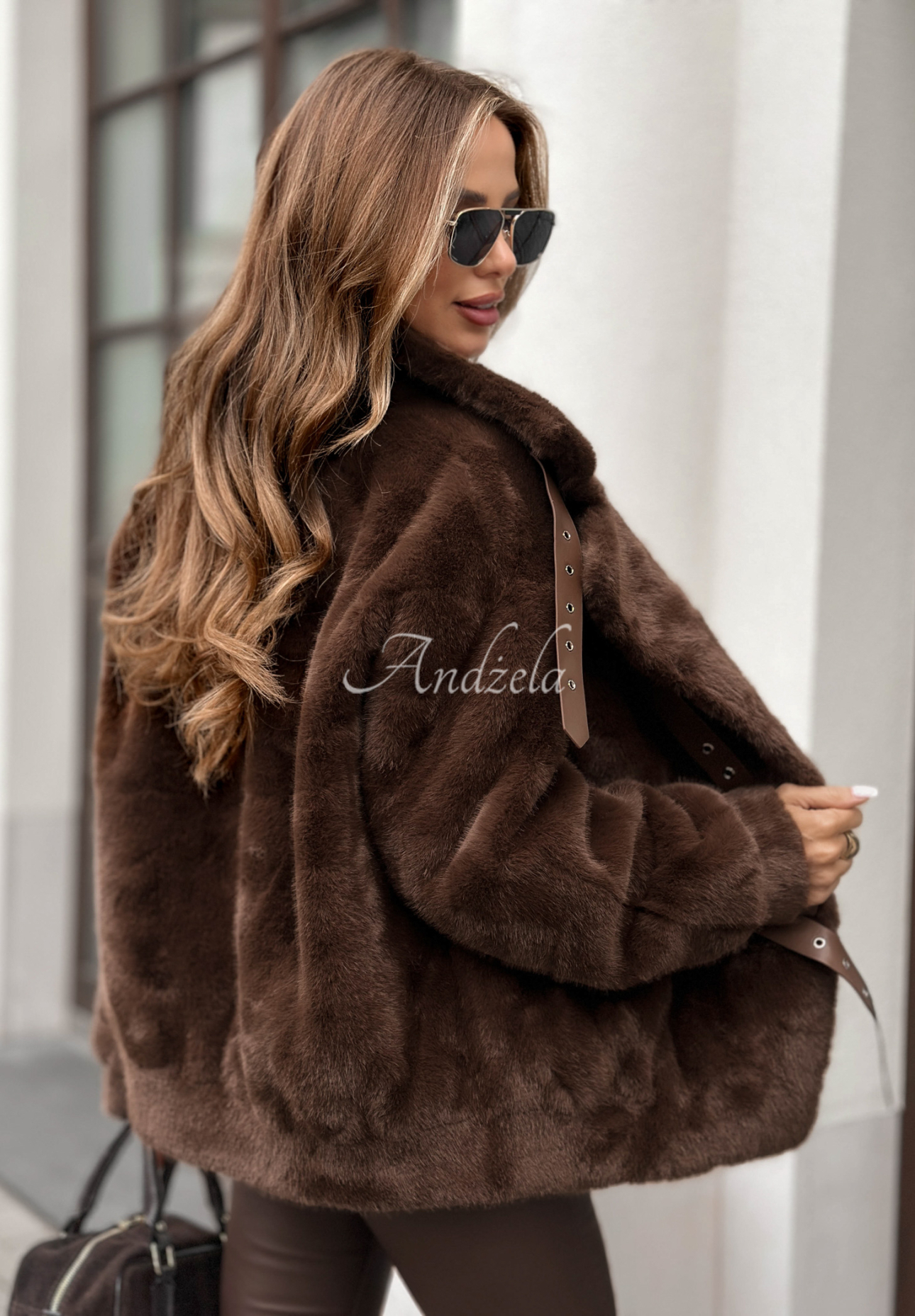 Wool fur jacket with angora Stay A While chocolate