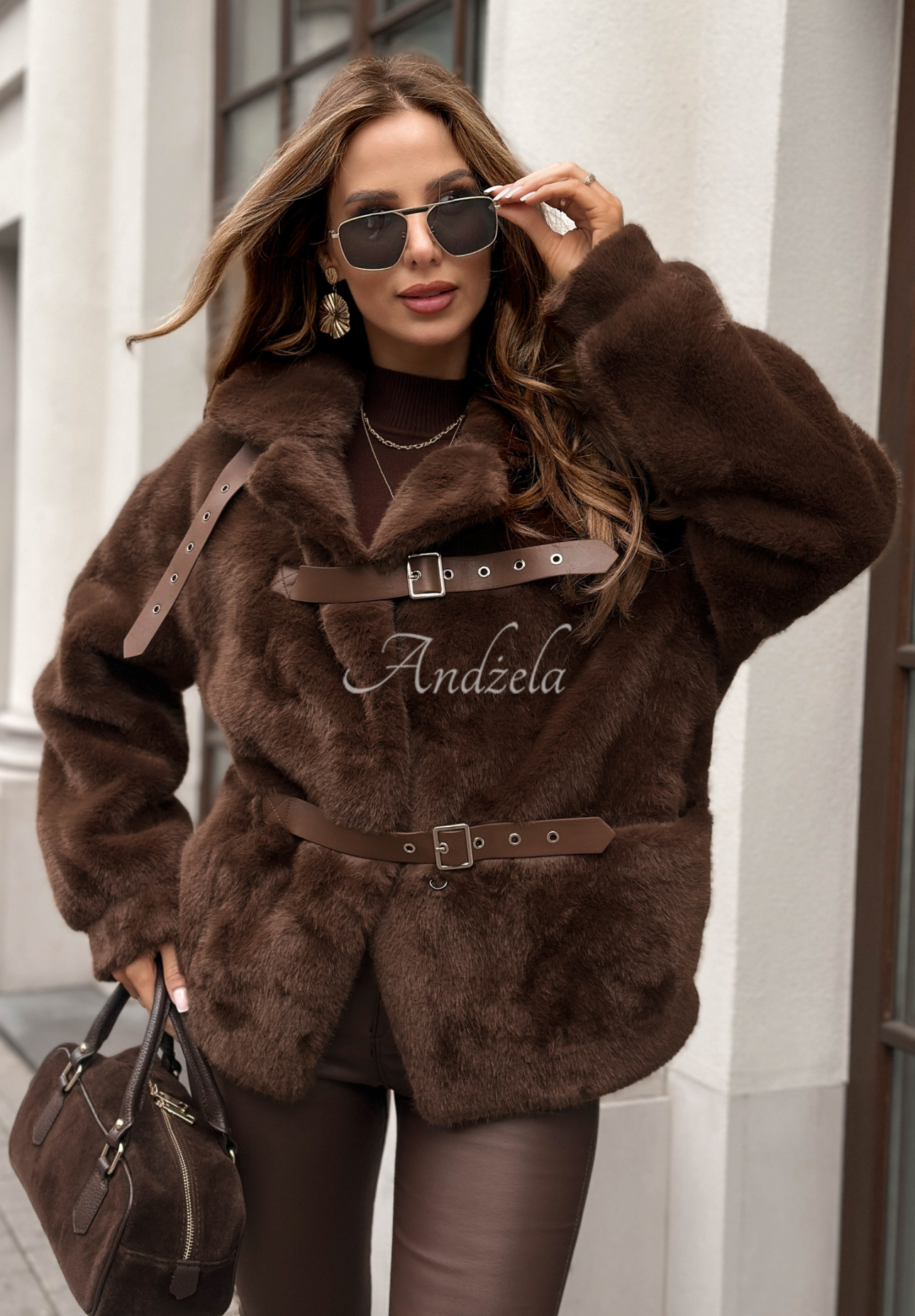 Wool fur jacket with angora Stay A While chocolate