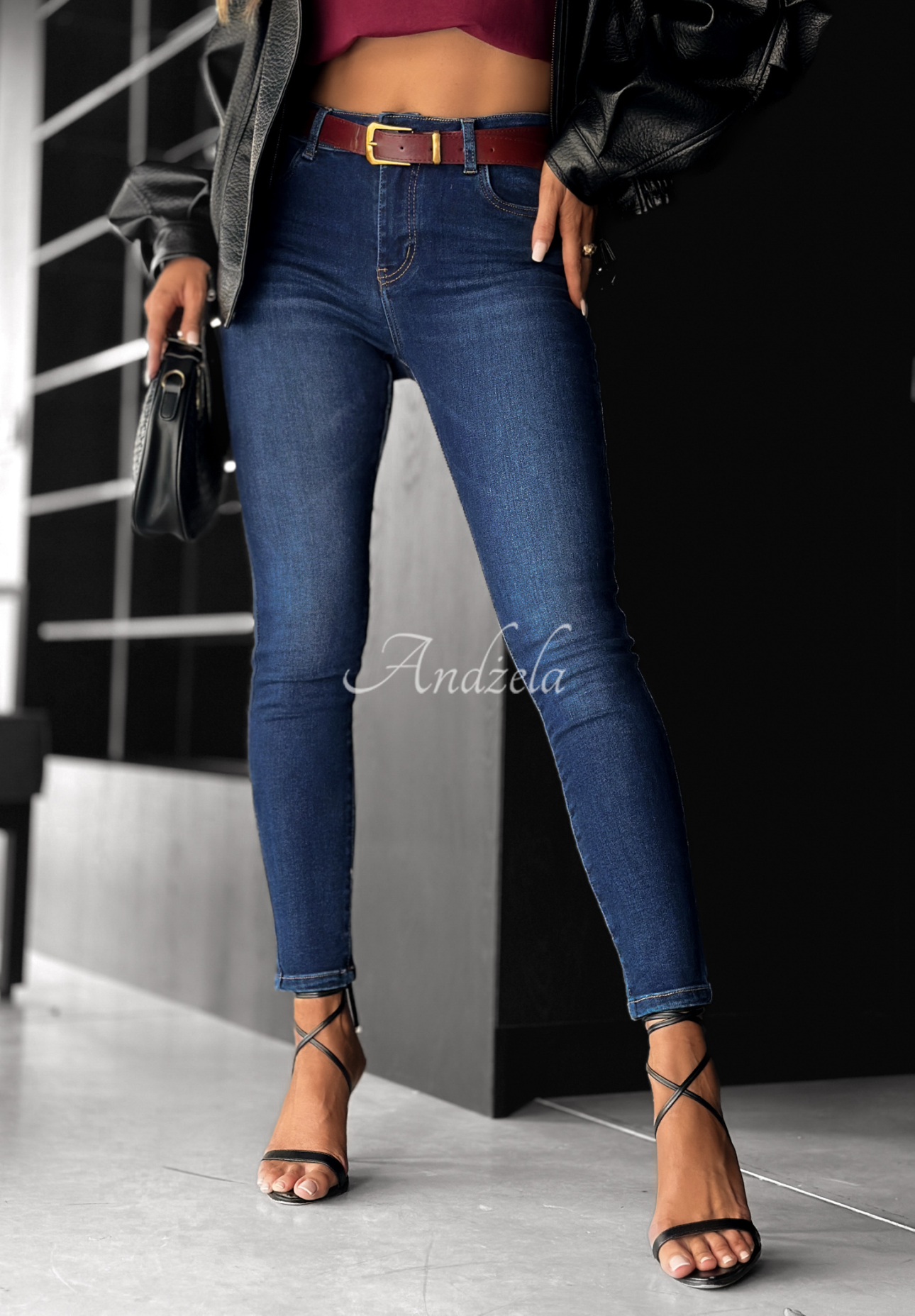 Spodnie jeansowe skinny What If I Did ciemnoniebieskie