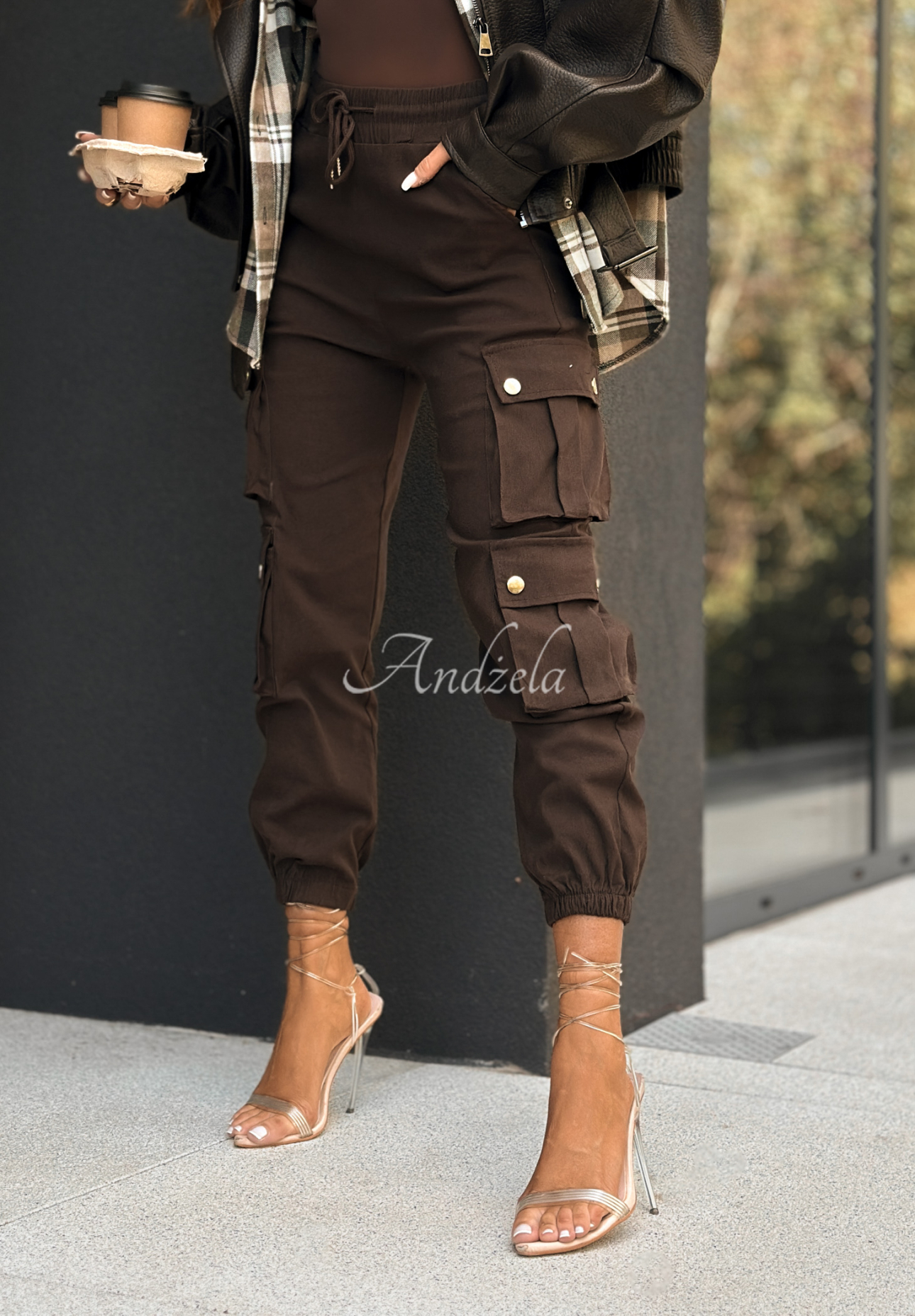 Viscose cargo pants Over And Out chocolate.