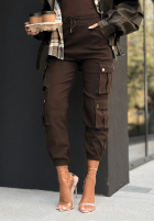 Jeansowe spodnie cargo Over And Out czekoladowe