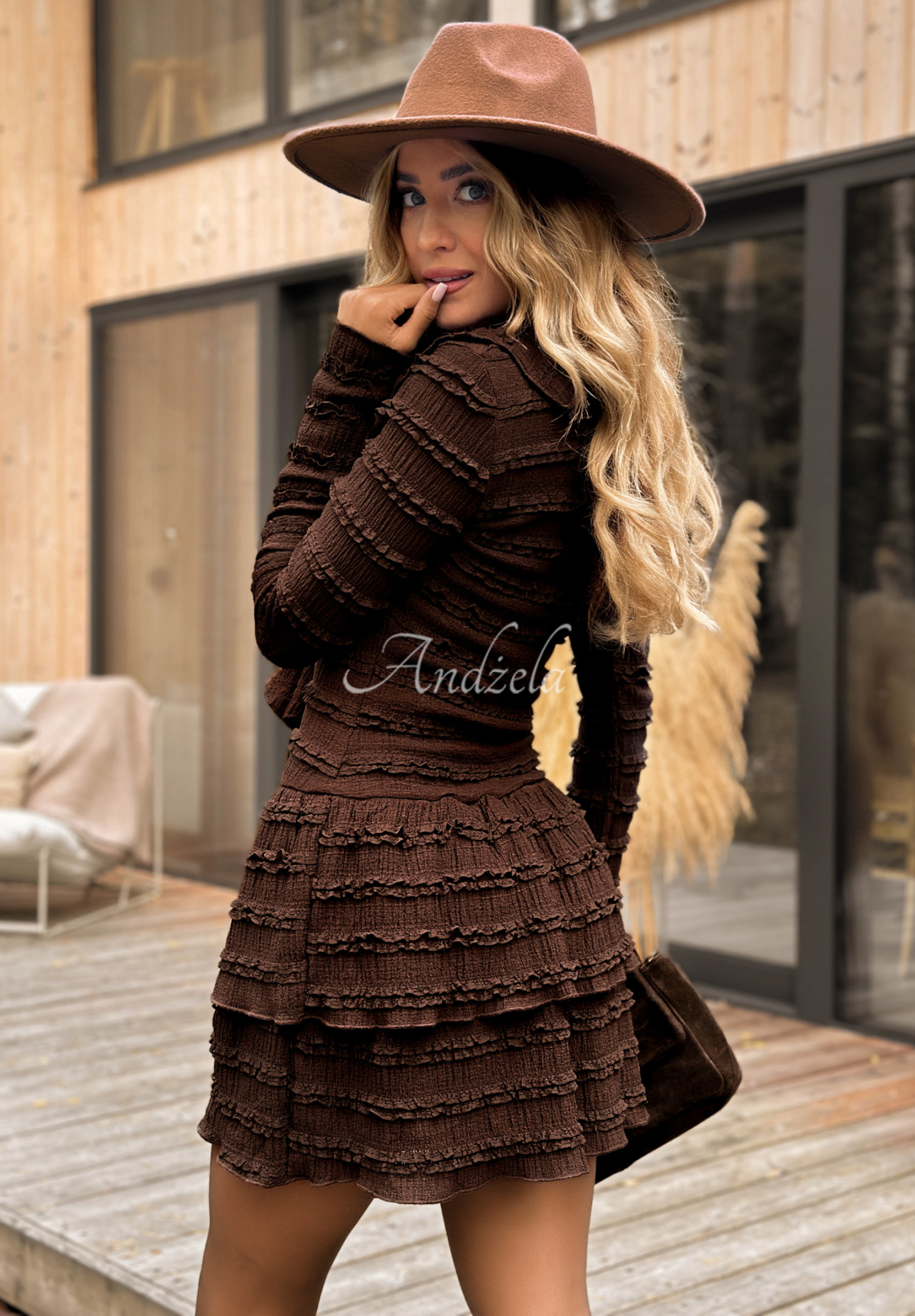 Mini dress with ruffles Still Miss You chocolate