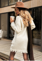 Dzianinowa sukienka z frędzlami Save The Date ecru