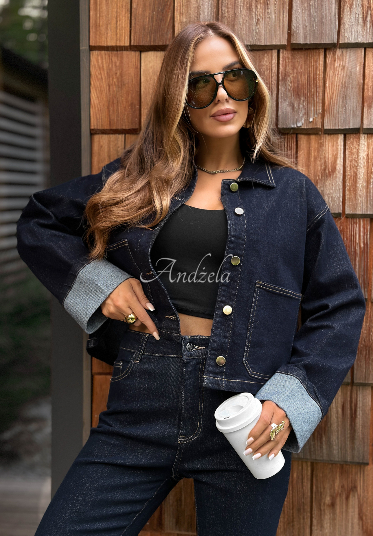 Jeansowa koszula Goodness Returns granatowa