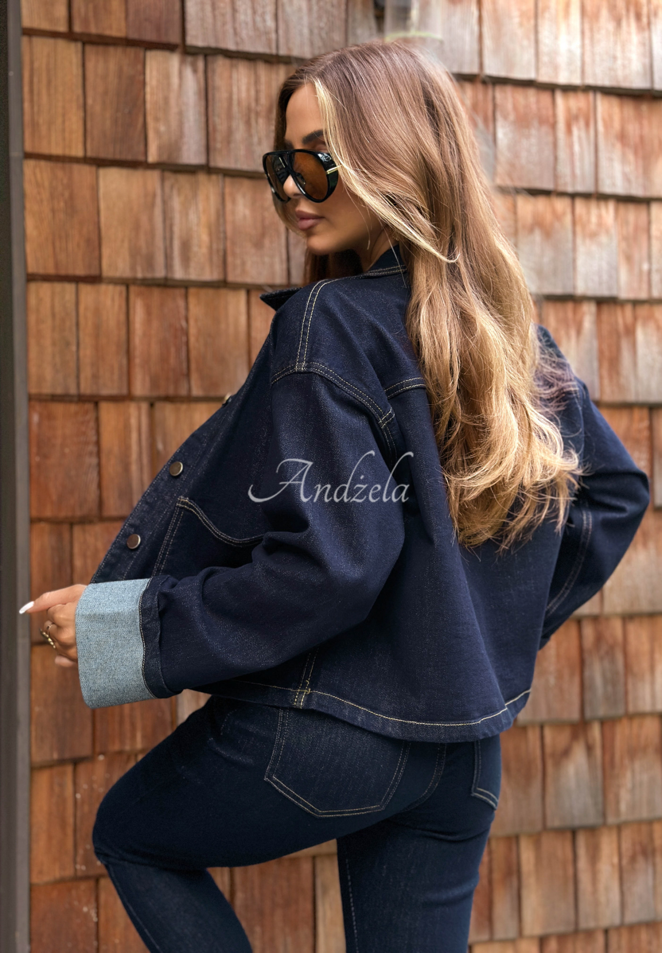 Goodness Returns denim shirt navy blue