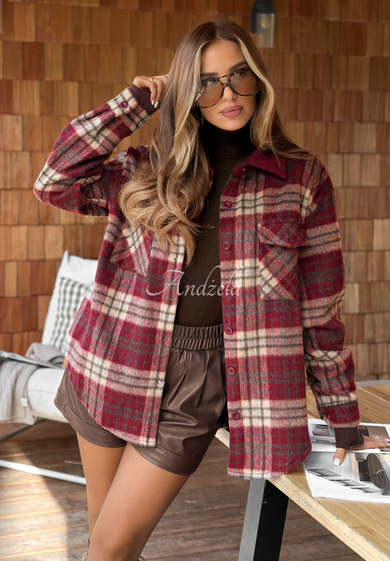 Checked cotton shirt Still In Autumn burgundy