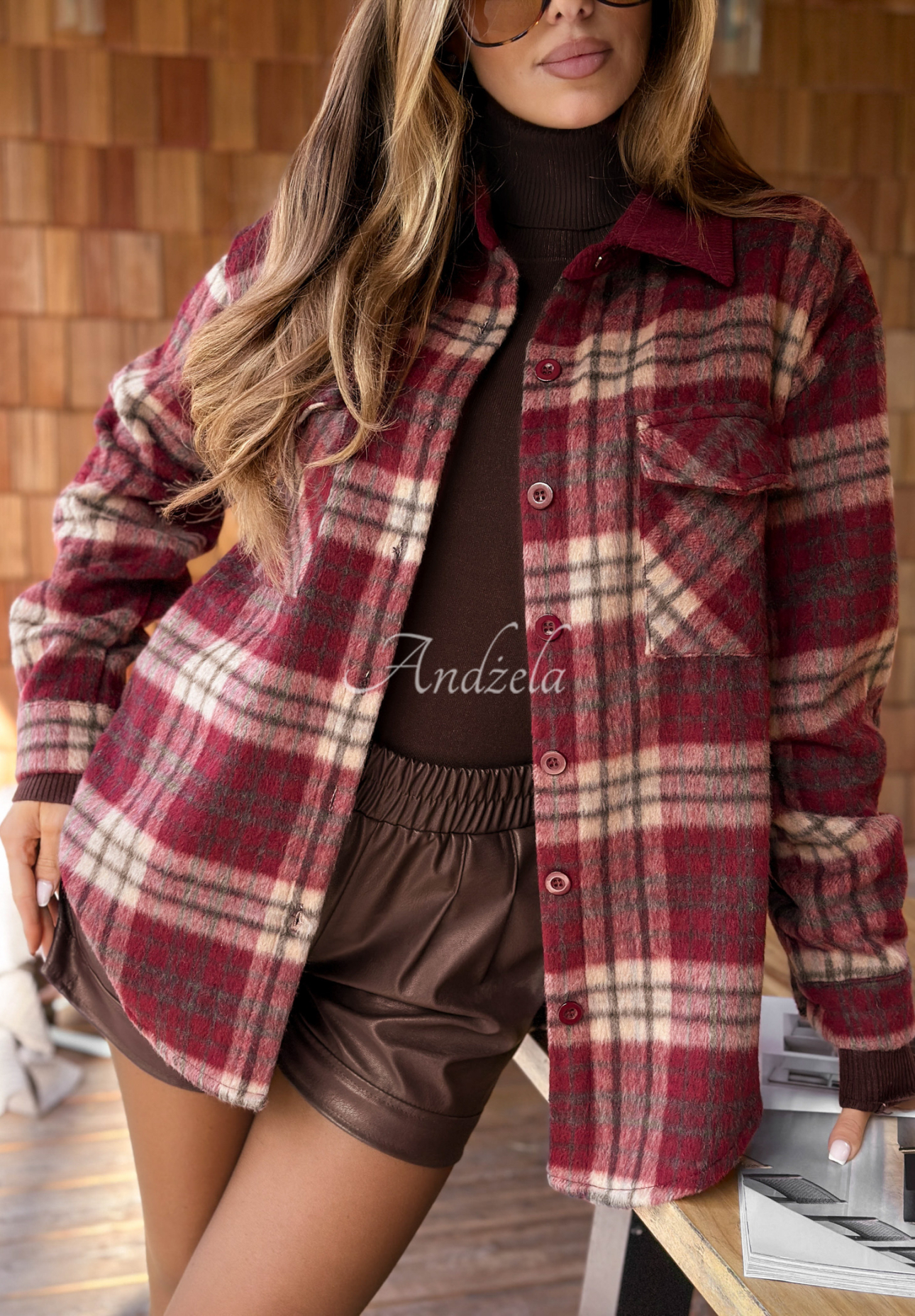 Checked cotton shirt Still In Autumn burgundy