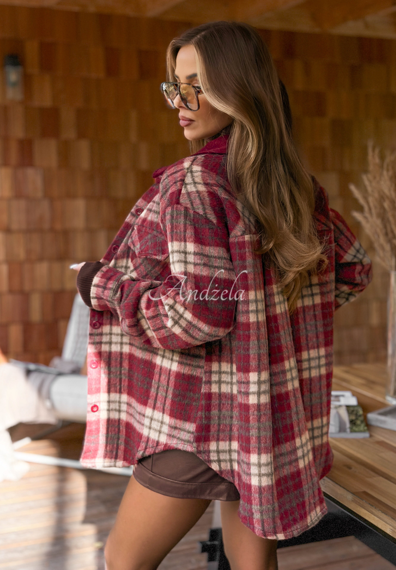 Checked cotton shirt Still In Autumn burgundy