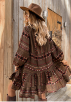 Sukienka we wzory Past Version czekoladowa