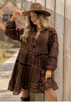 Sukienka we wzory Past Version czekoladowa