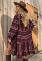 Sukienka we wzory Past Version burgundowa