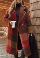 Długi płaszcz Leaves Are Falling czekoladowo-burgundowy