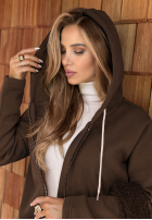 Długa bluza z kapturem Peaceful Mind czekoladowa II