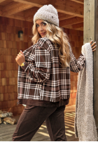 Komplet dresowy w kratę Guess Again czekoladowy