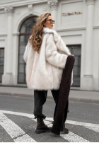 Płaszcz futerko z kołnierzem Chestnut Hill ecru