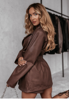 Skórzana marynarka z guzikami Before It Changed czekoladowa