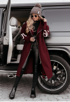 Długi płaszcz z kapturem Loved Ones burgundowy