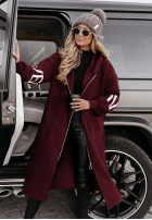 Długi płaszcz z kapturem Loved Ones burgundowy