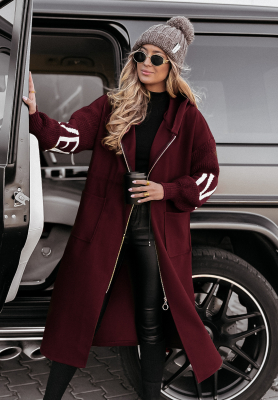 Long hooded coat Loved Ones burgundy