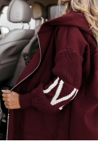Długi płaszcz z kapturem Loved Ones burgundowy