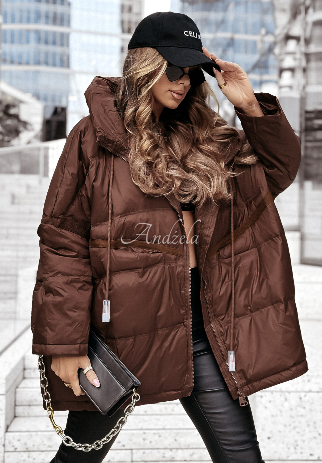 Coldest Of Times hooded down jacket in chocolate