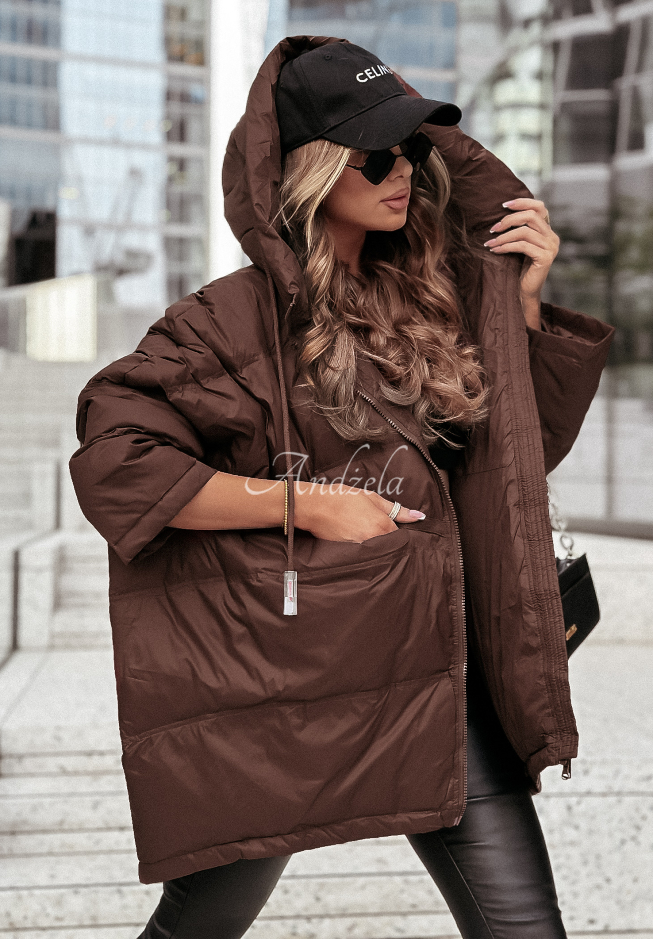 Coldest Of Times hooded down jacket in chocolate