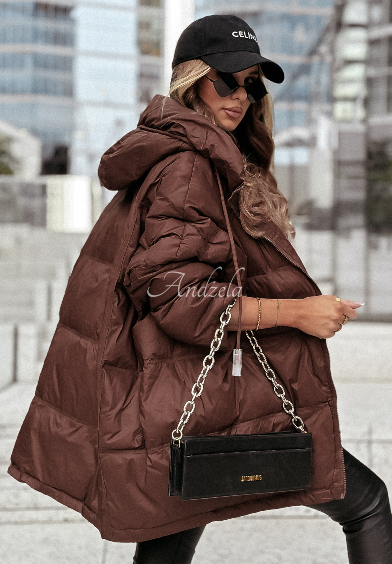 Coldest Of Times hooded down jacket in chocolate