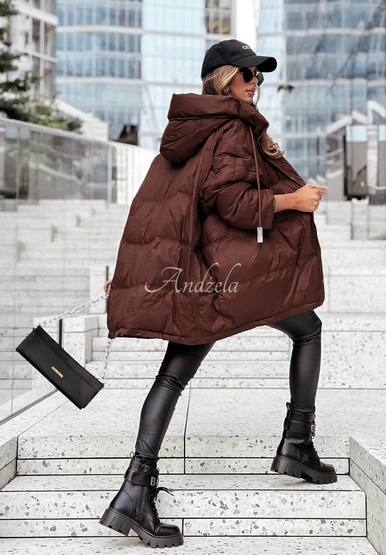 Coldest Of Times hooded down jacket in chocolate