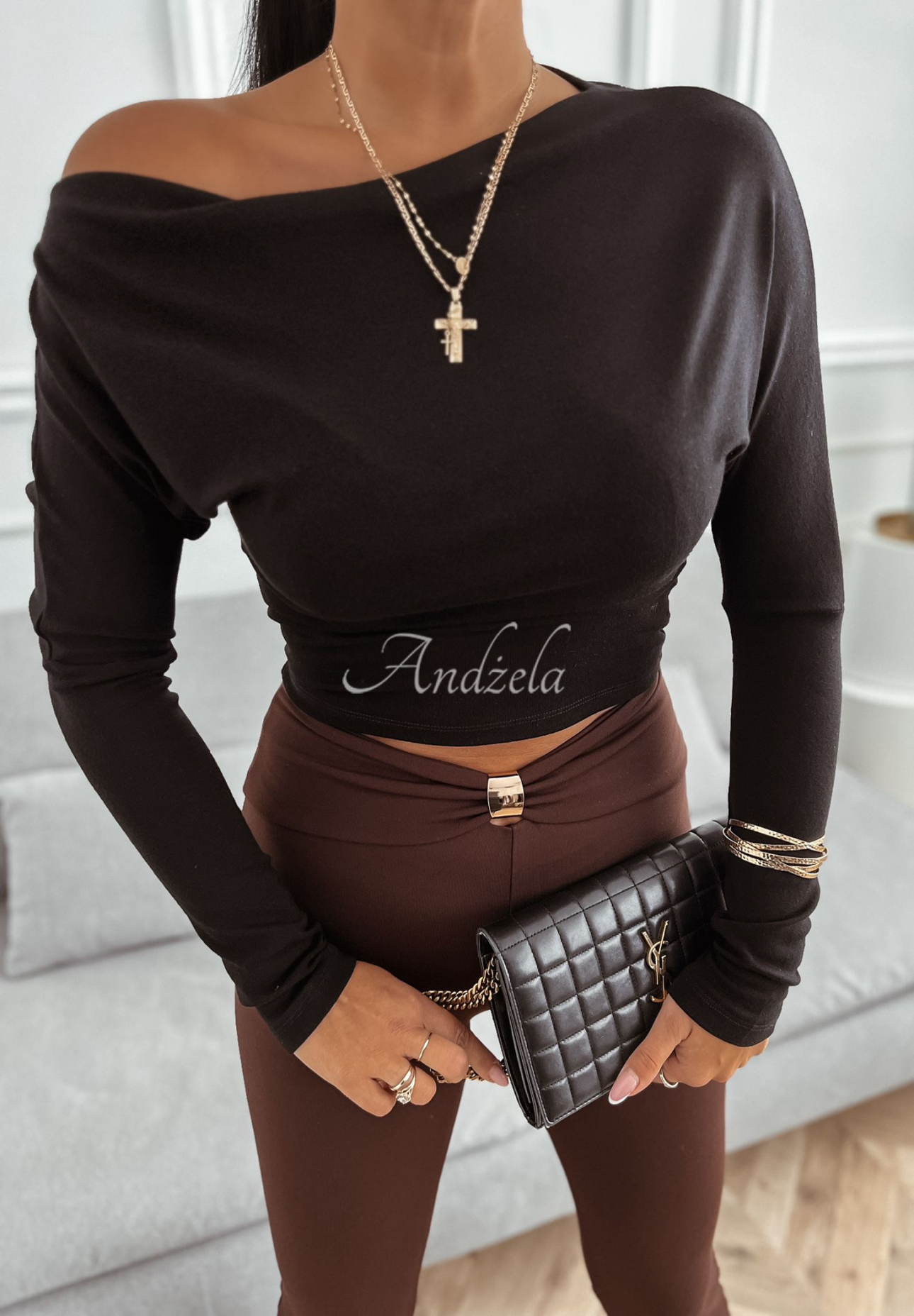 Wiskozowa asymetryczna bluzka longsleeve Right For Me czarna