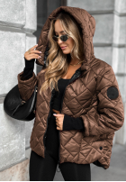 Pikowana kurtka z kapturem Just The Wind camelowa