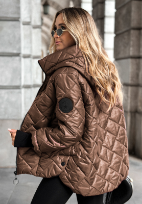 Just The Wind mocha quilted hooded jacket