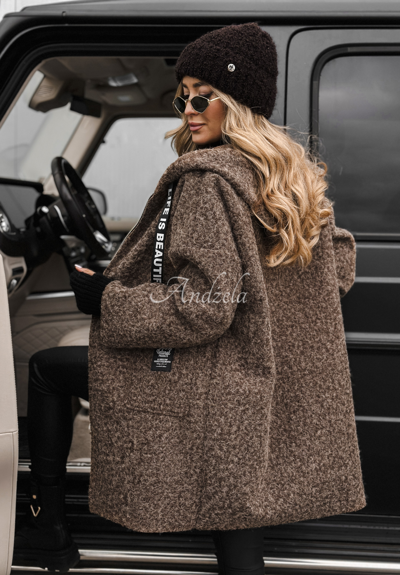 Coat sheepskin coat with wool Comes With Fog chocolate