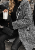 Płaszcz kożuszek z kapturem Comes With Fog czarny