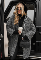 Płaszcz kożuszek z kapturem Comes With Fog czarny