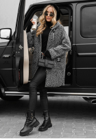 Płaszcz kożuszek z kapturem Comes With Fog czarny