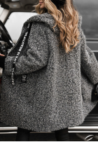 Płaszcz kożuszek z kapturem Comes With Fog czarny