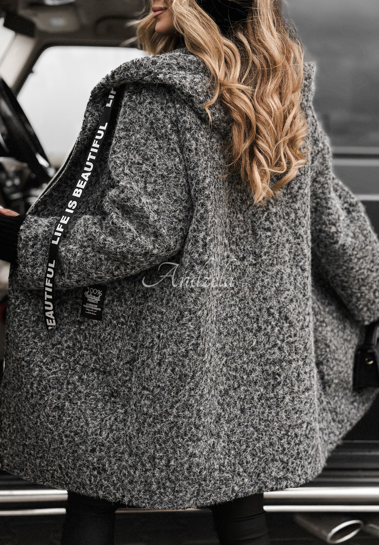 Coat sheepskin coat with wool Comes With Fog gray