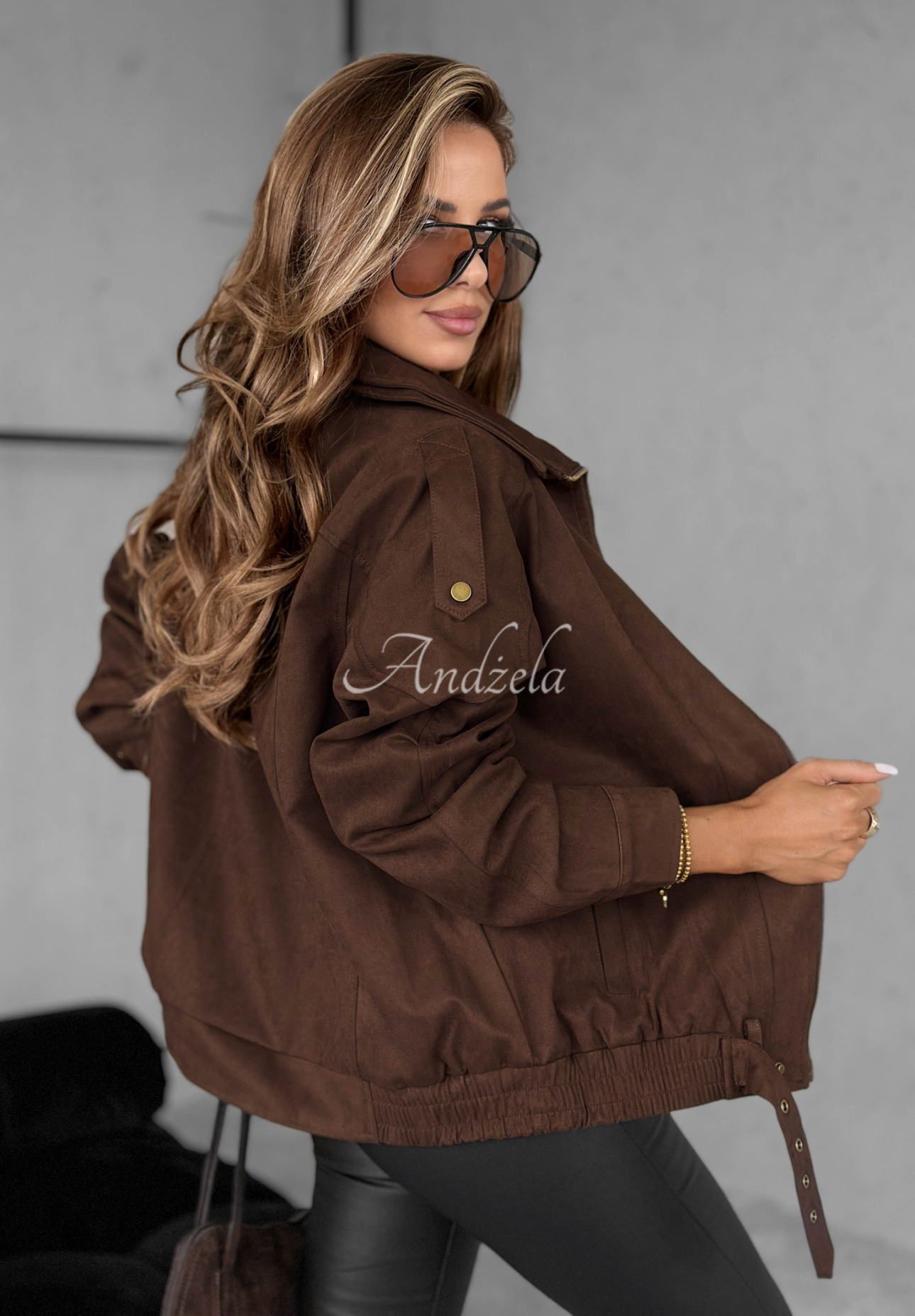 Short suede ramones jacket with collar Feeling Cold chocolate