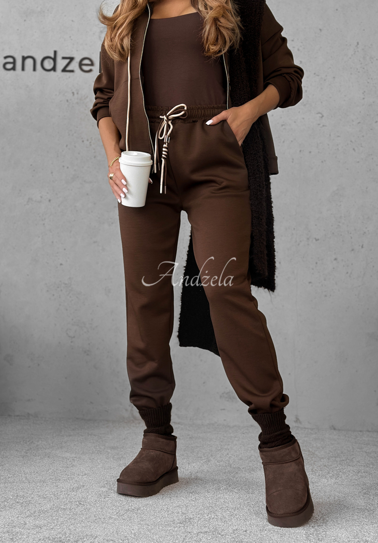 Sweatshirt and pants set with viscose Just Saw You chocolate