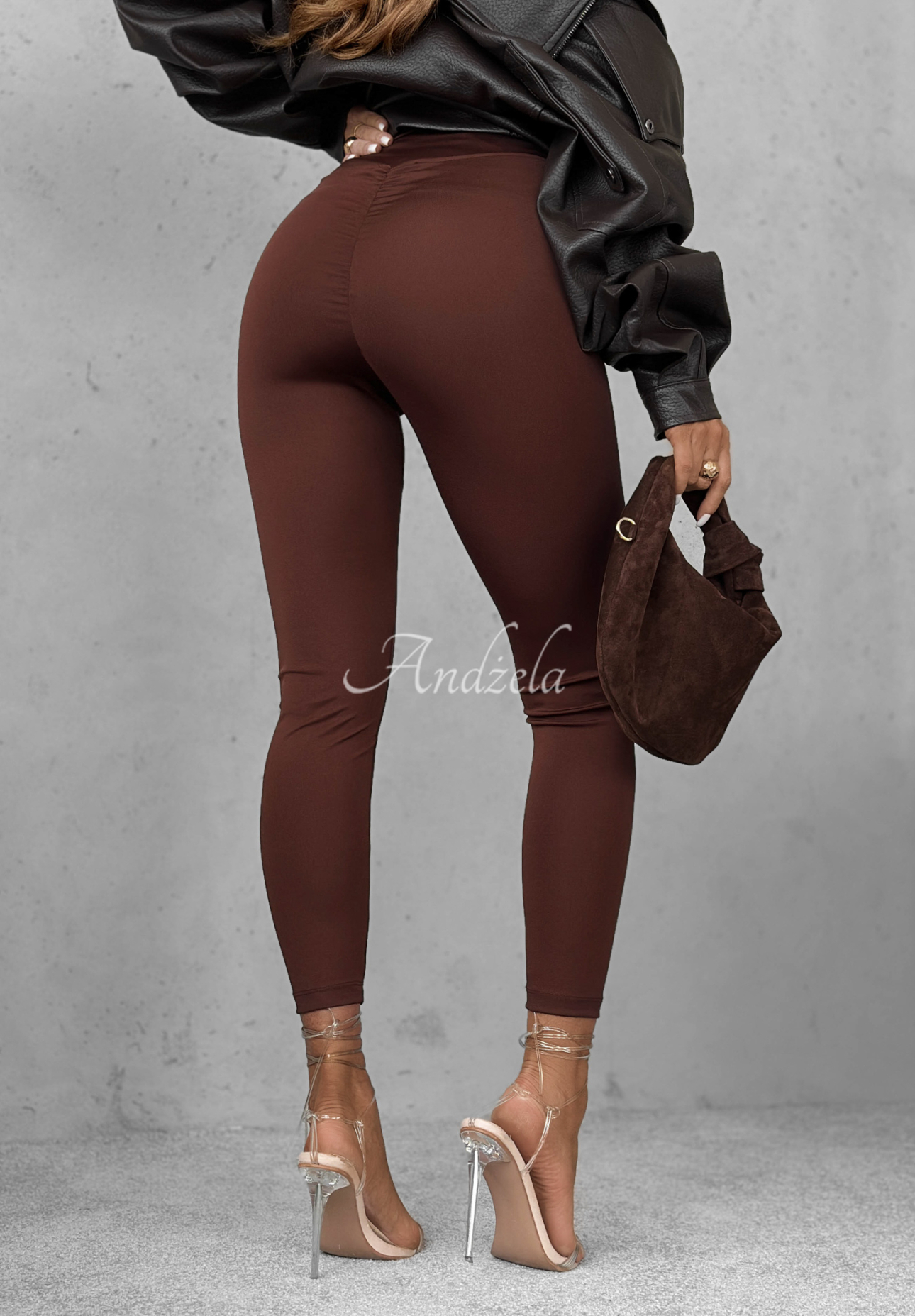 Legginsy Push-Up Fit Females czekoladowe