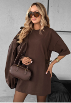 Sukienka z paskiem Somewhere Else czekoladowa