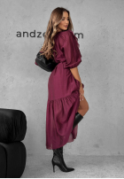 Sukienka z tencelu z falbankami Something Begins burgundowa