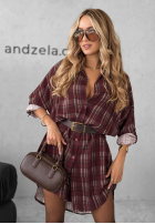Koszula sukienka w kratę Autumn Central Park burgundowa