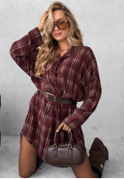 Koszula sukienka w kratę Autumn Central Park burgundowa