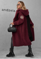 Płaszcz kożuszek z kapturem Before Frost burgundowy