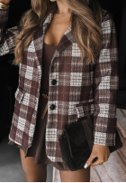 Marynarka w kratę Don’t Text First czekoladowa