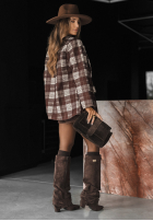 Marynarka w kratę Don’t Text First czekoladowa