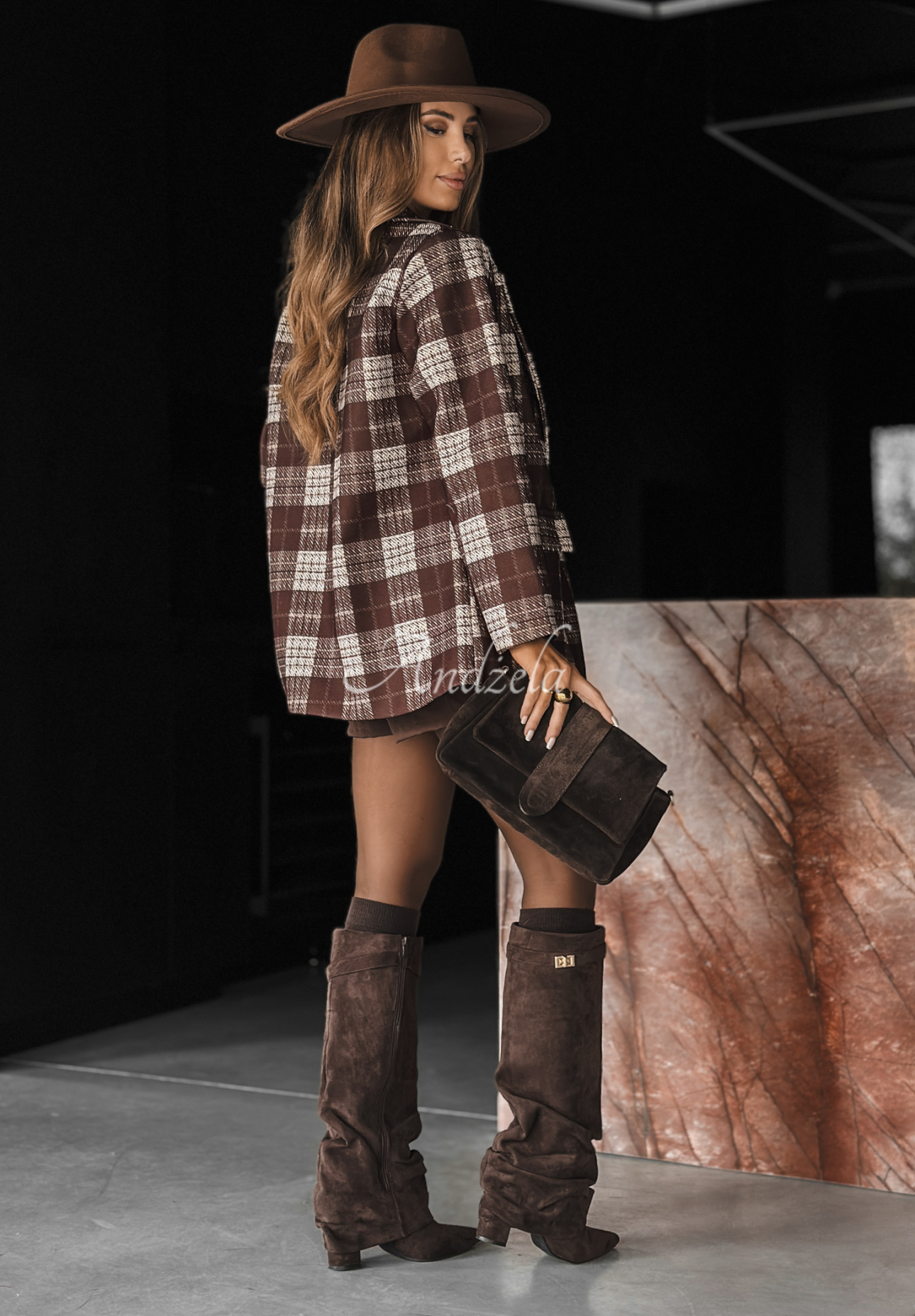 Don't Text First chocolate plaid jacket