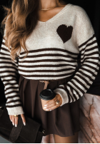 Sweter w paski It Was Yesterday beżowy